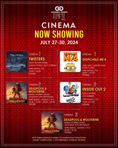 citygate cinema schedule|Cinema Schedule! .